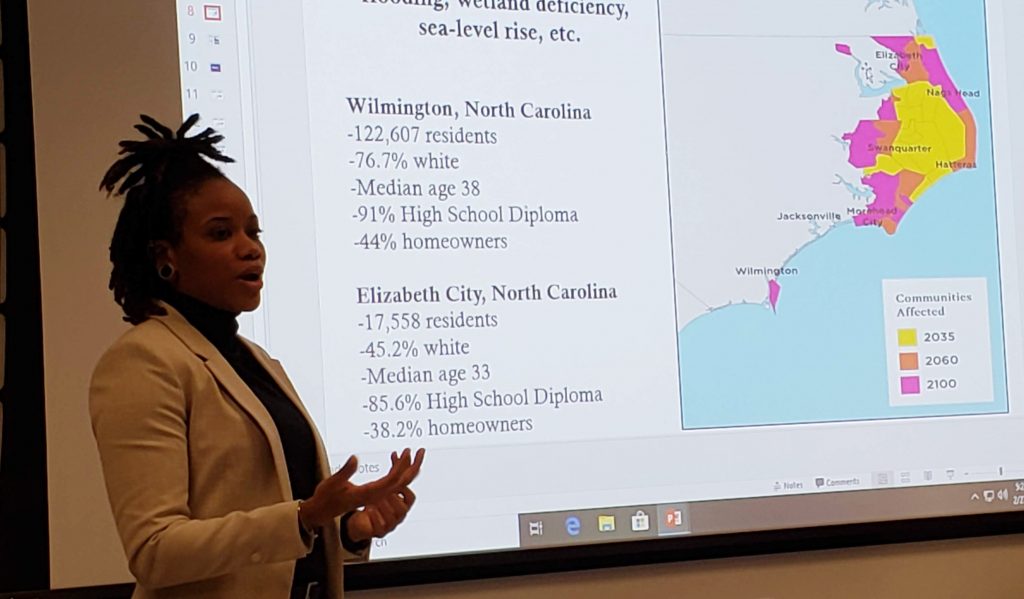 Dr. Dovil highlights the two communities surveyed as part of her 2019 project. Photo by Josh Kastrinsky.